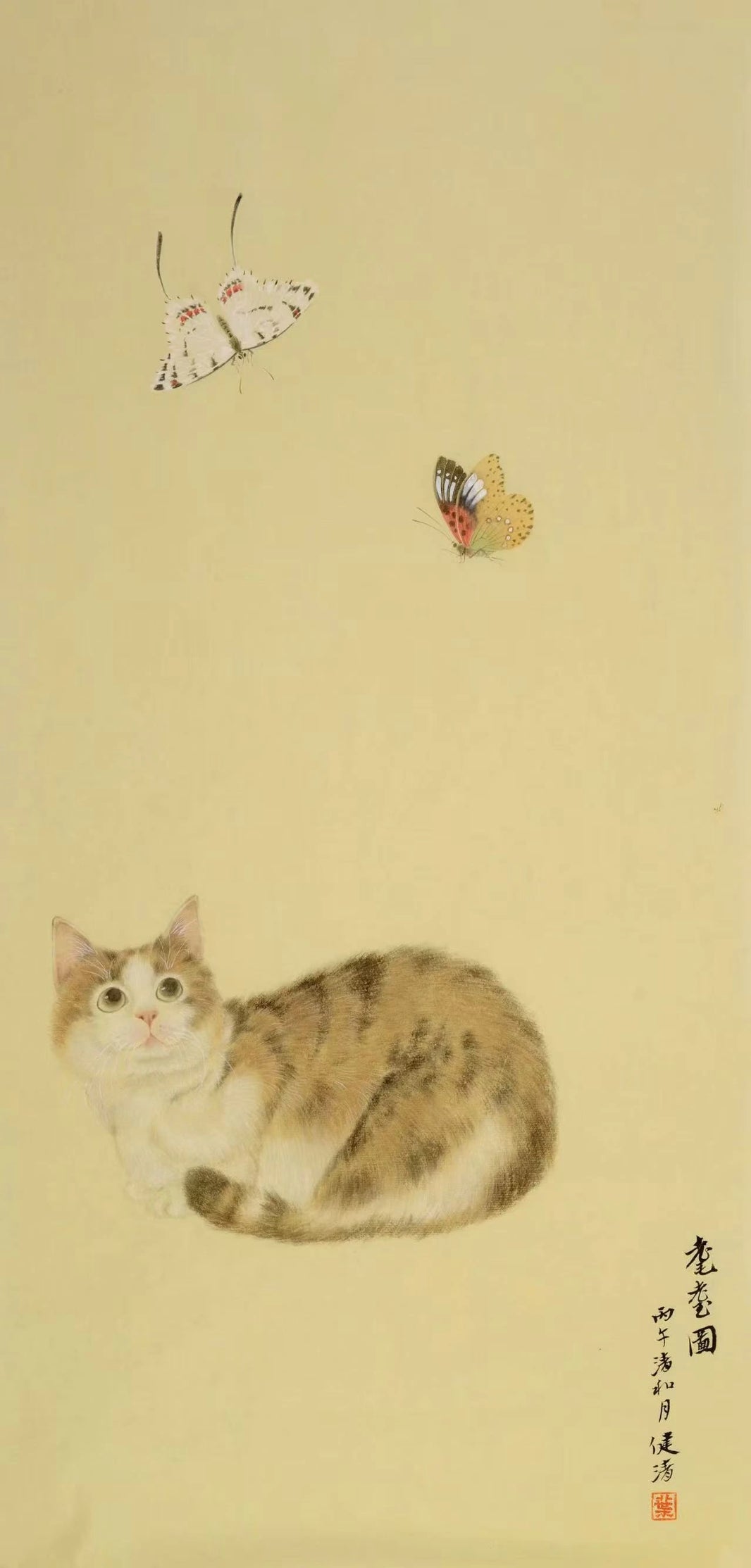Butterfly Gaze-Original Traditional Chinese Painting