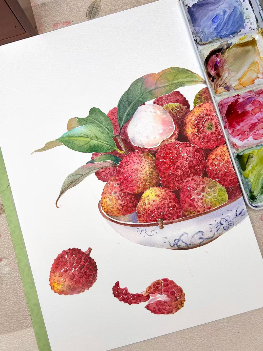 Litchi Harvest-Original Botanical Watercolor Painting