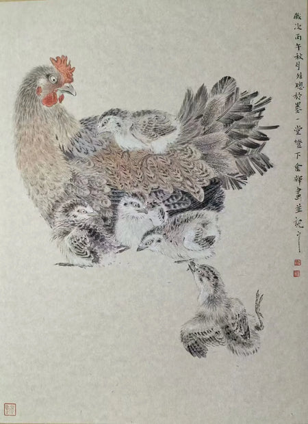 Nurturing the Chicks-Chinese Gongbi Art