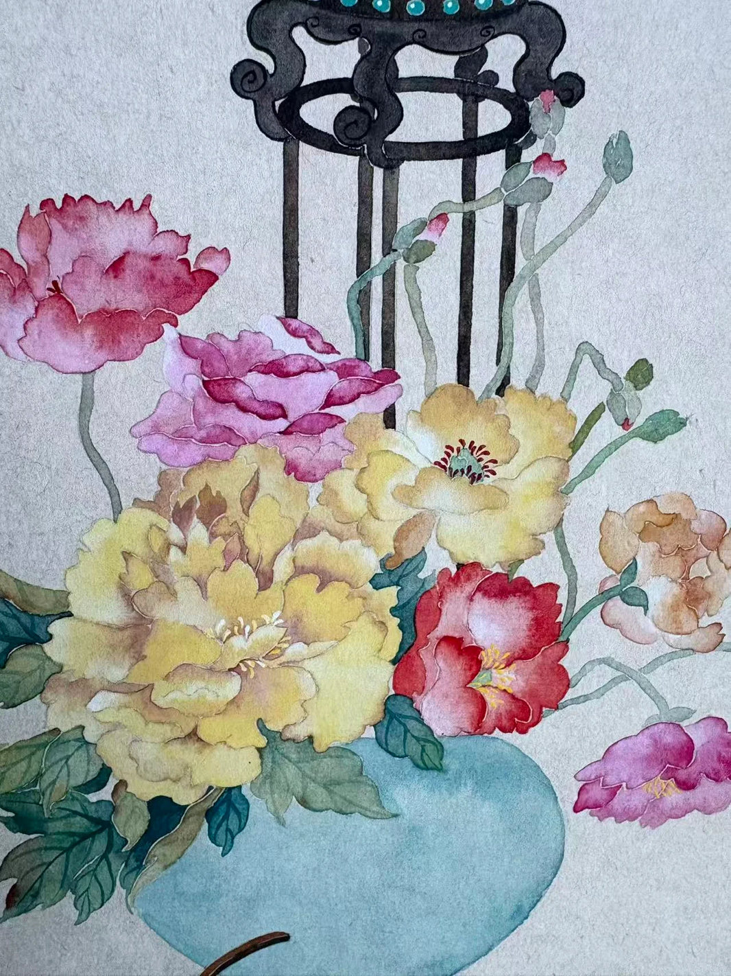 Peony & Floral Arrangement - Chinese Gongbi Painting