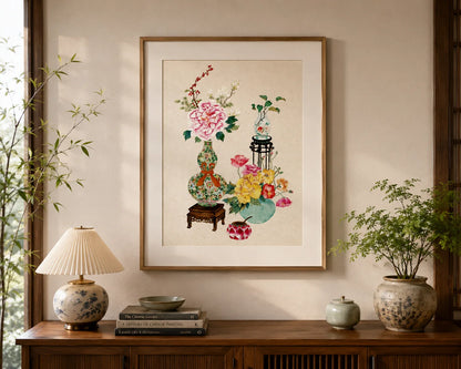 Peony & Floral Arrangement - Chinese Gongbi Painting